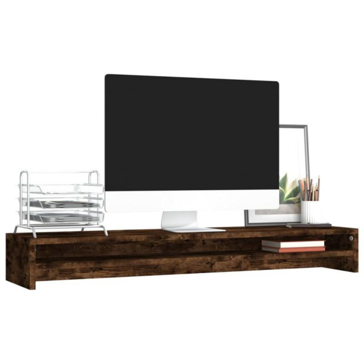 VIDAXL Support de moniteur Chêne fumé 100x24x13 cm Bois d ingénierie