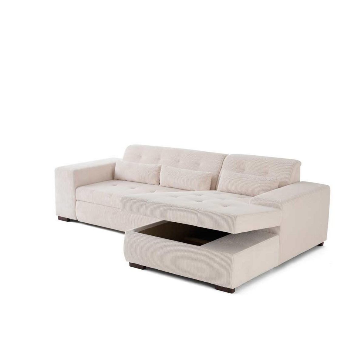 LISA DESIGN Vermont - canapé d'angle droit - 4 places - convertible avec coffre - en velours côtelé