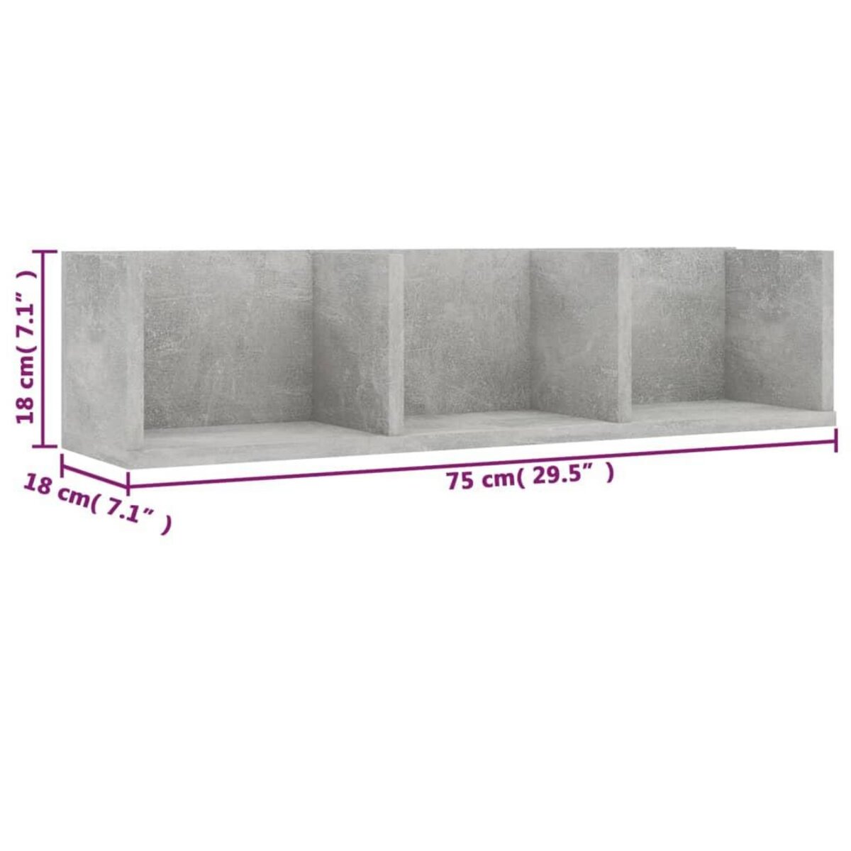 VIDAXL Etagere murale a CD Gris beton 75x18x18 cm Bois d'ingenierie