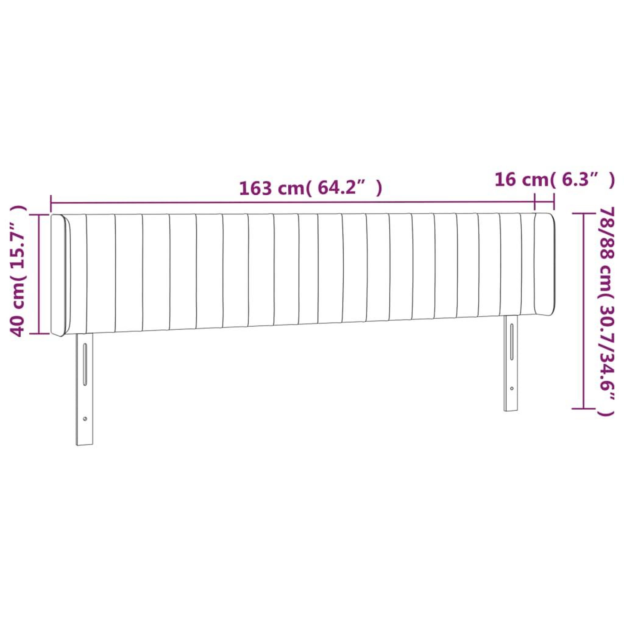 Voir la diapositive 6 : VIDAXL Tete de lit avec oreilles Gris clair 163x16x78/88 cm Tissu