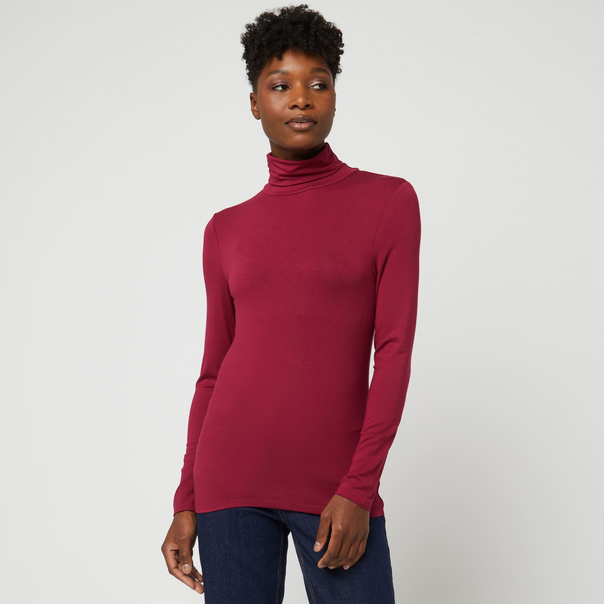 Pull Col Roulé Rouge Foncé DDP Femme - Taille 38 (M) - Matières Mélangées - Neuf Avec étiquettes