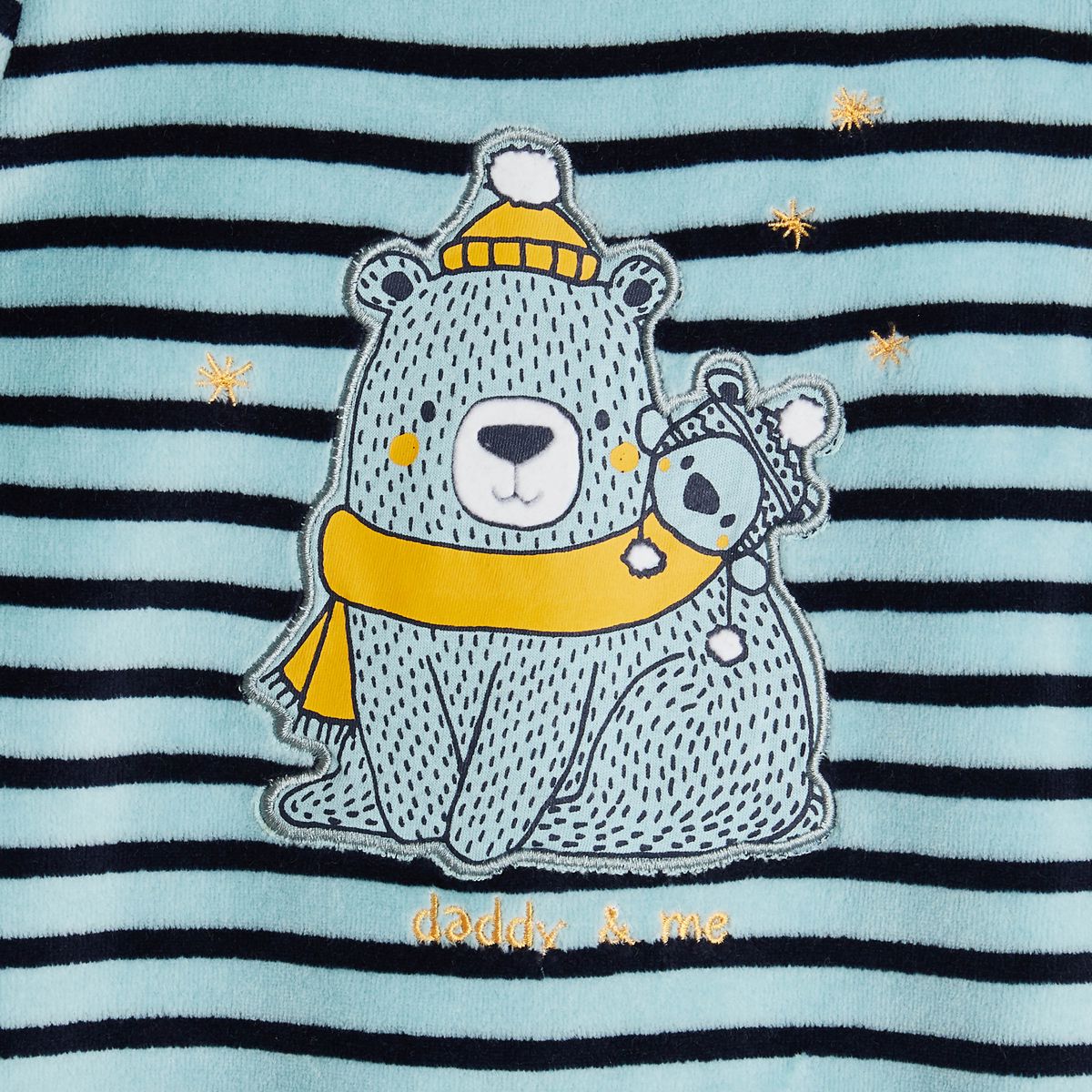 IN EXTENSO Dors bien velours à rayures ours bébé garçon