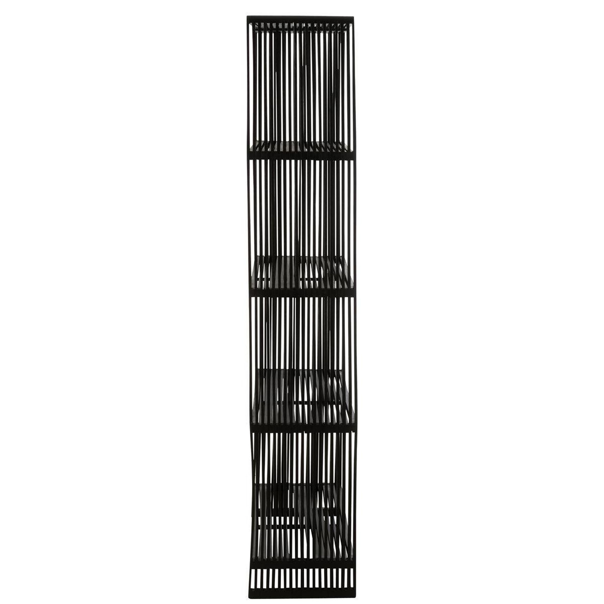 Voir la diapositive 3 : J-LINE Bibliothèque 4 Niveaux en Bois  Teck  190cm Noir