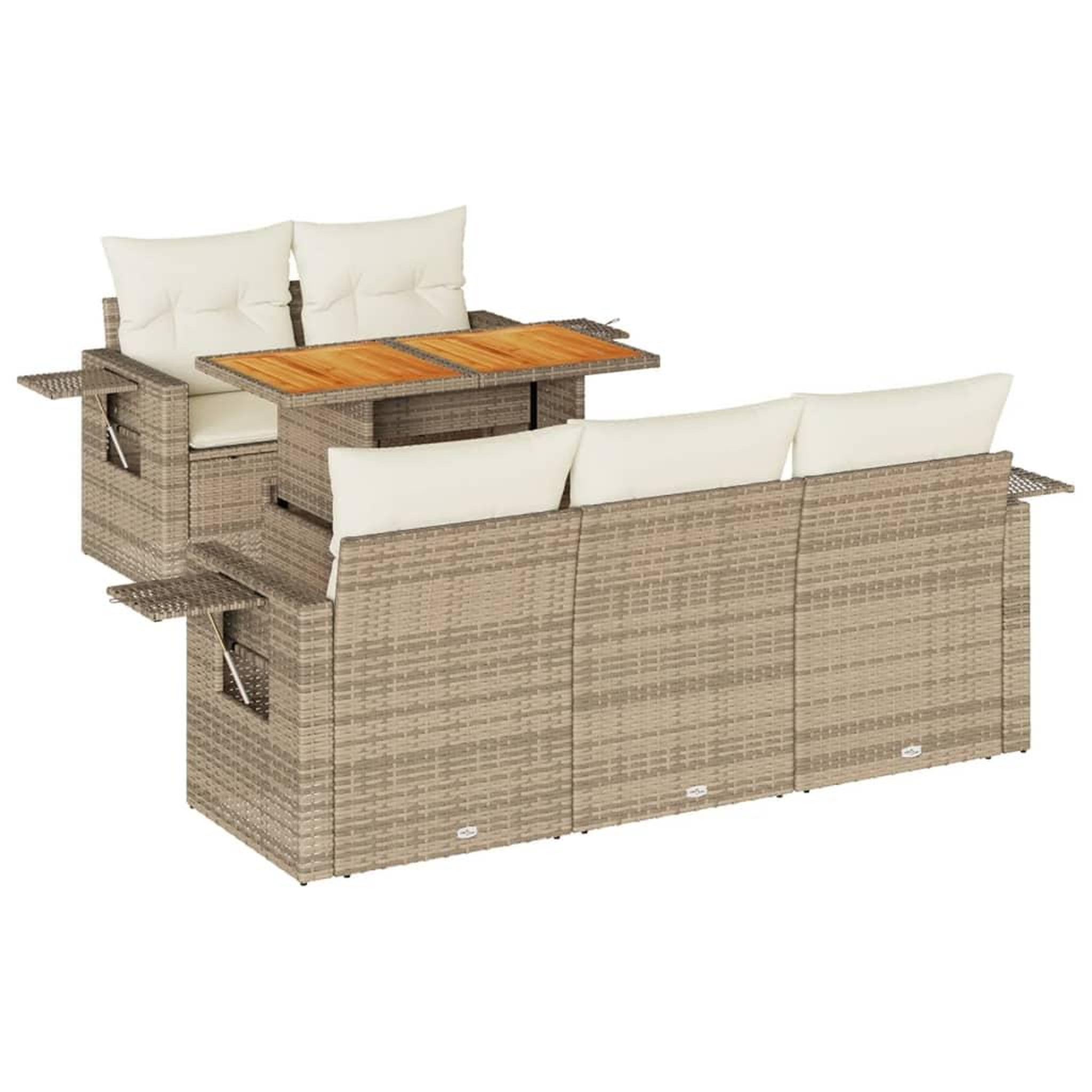 Voir la diapositive 2 : VIDAXL Salon de jardin avec coussins 6 pcs beige resine tressee