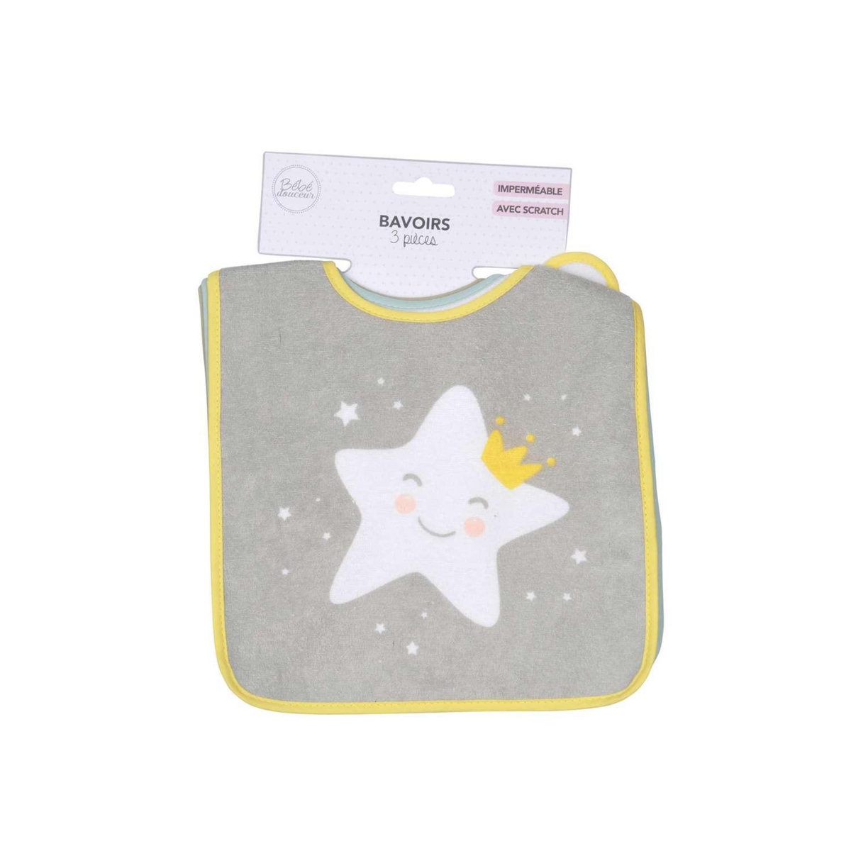 BEBE DOUCEUR Lot de 3 bavoirs avec scratch