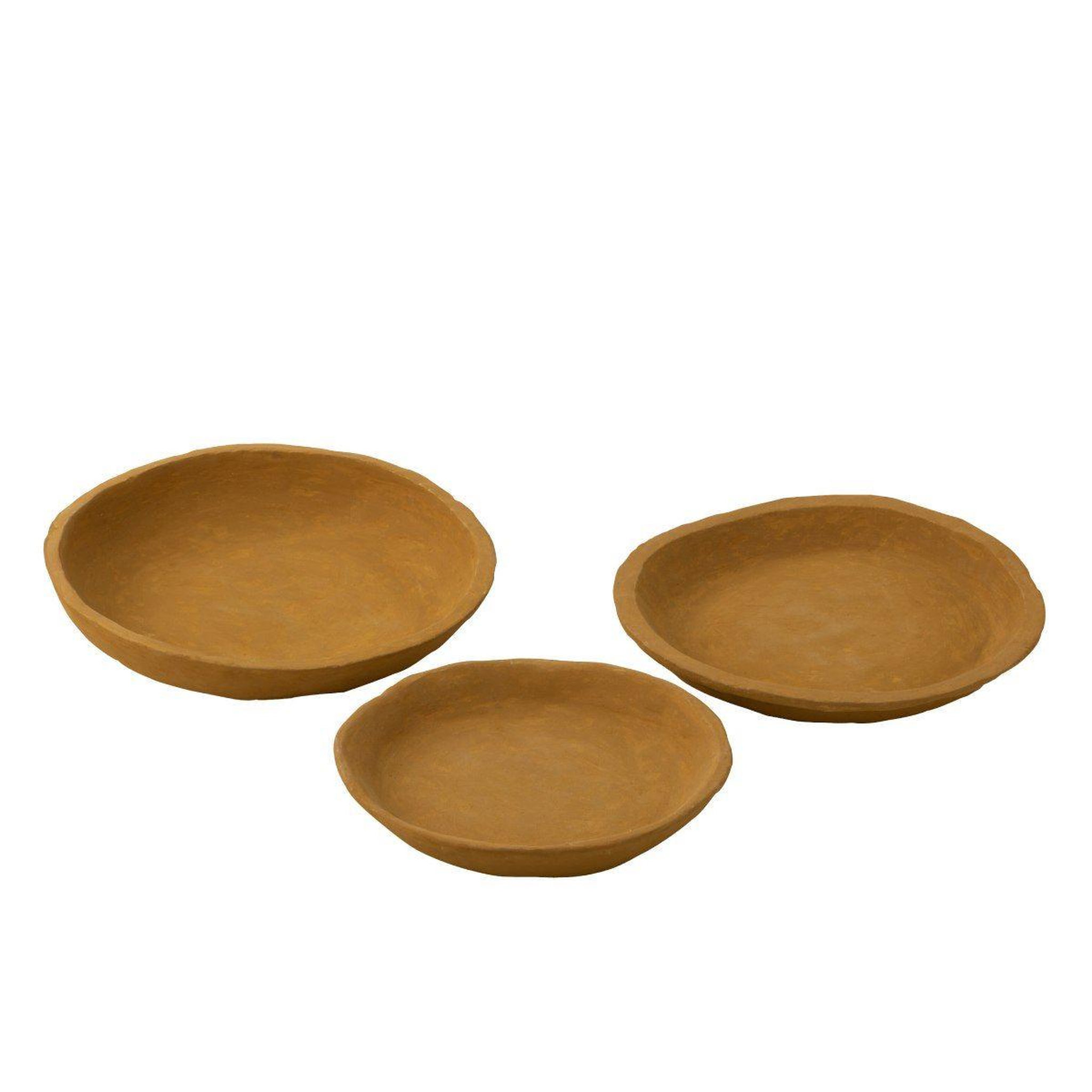 J-LINE Lot de 3 coupelles déco  papier mâché  40cm jaune