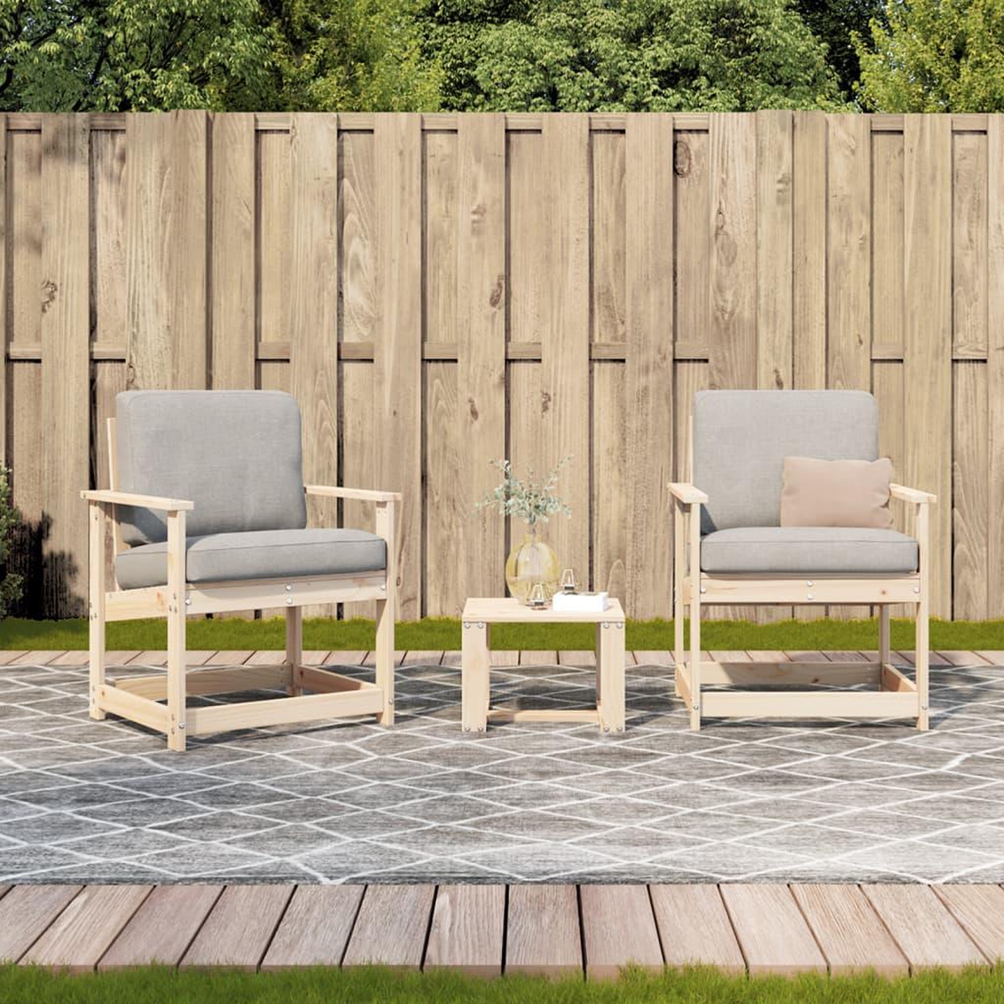 Voir la diapositive 3 : VIDAXL Salon de jardin 3 pcs bois massif de pin