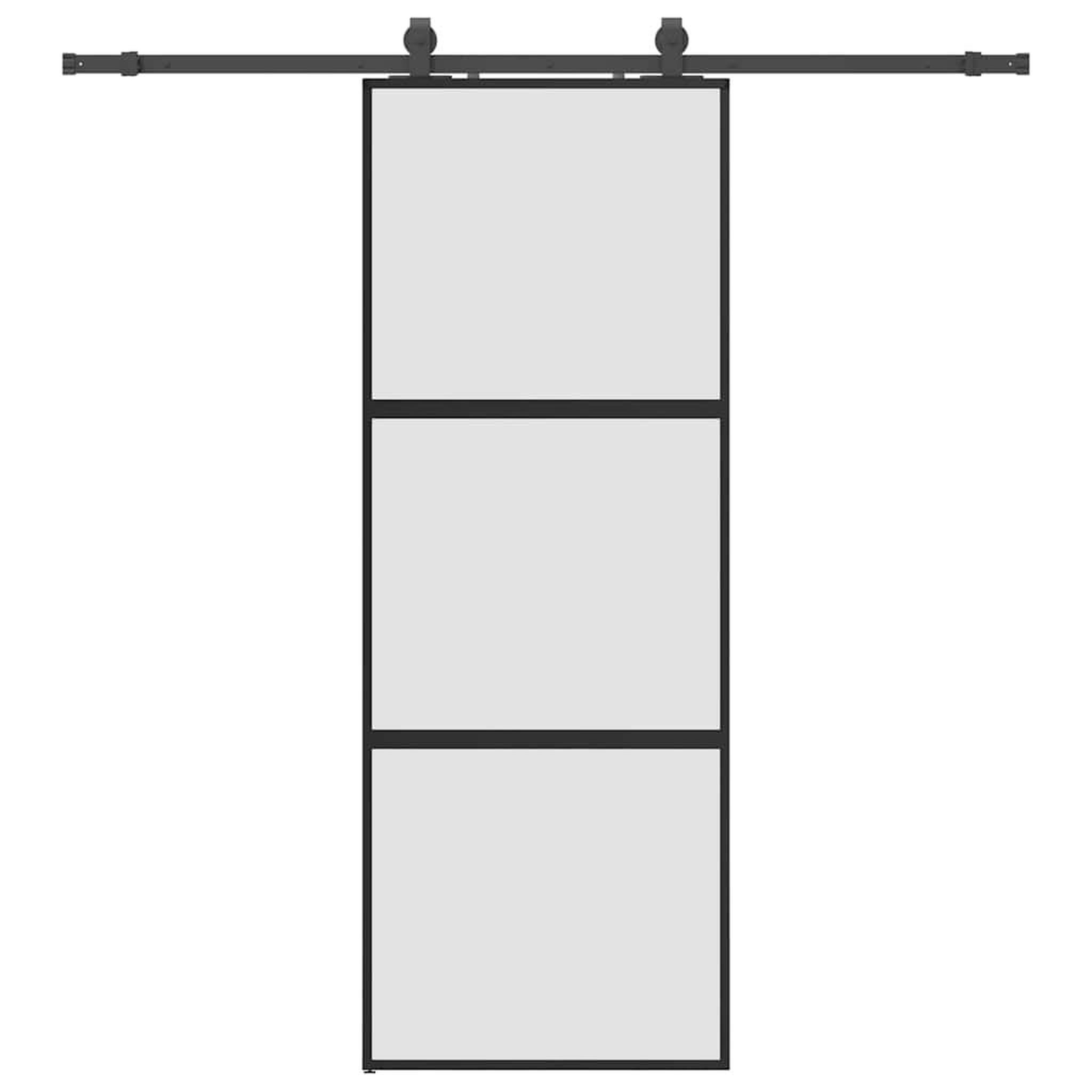 Voir la diapositive 2 : VIDAXL Porte coulissante kit quincaillerie noir 76x205 cm verre trempe