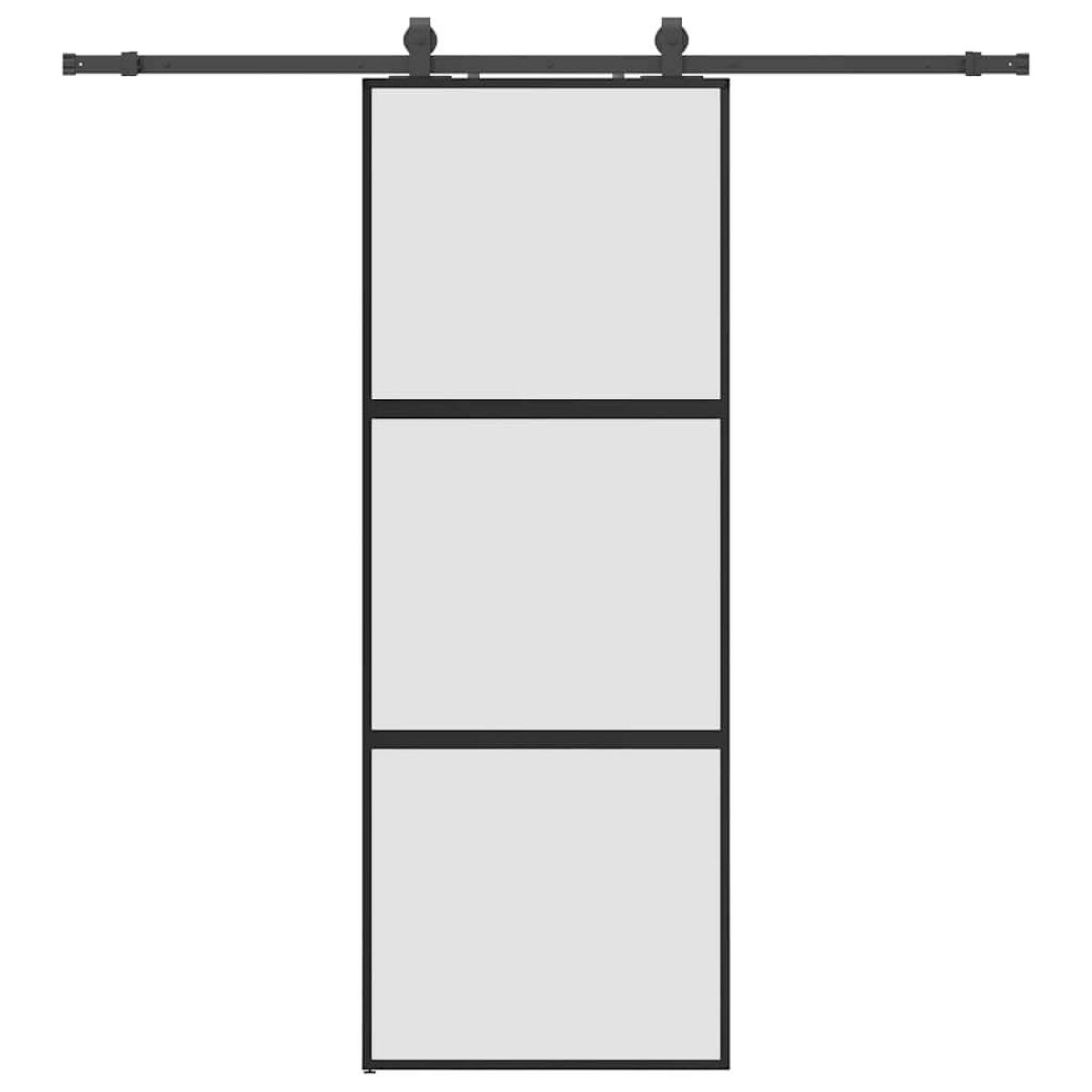 VIDAXL Porte coulissante kit quincaillerie noir 76x205 cm verre trempe