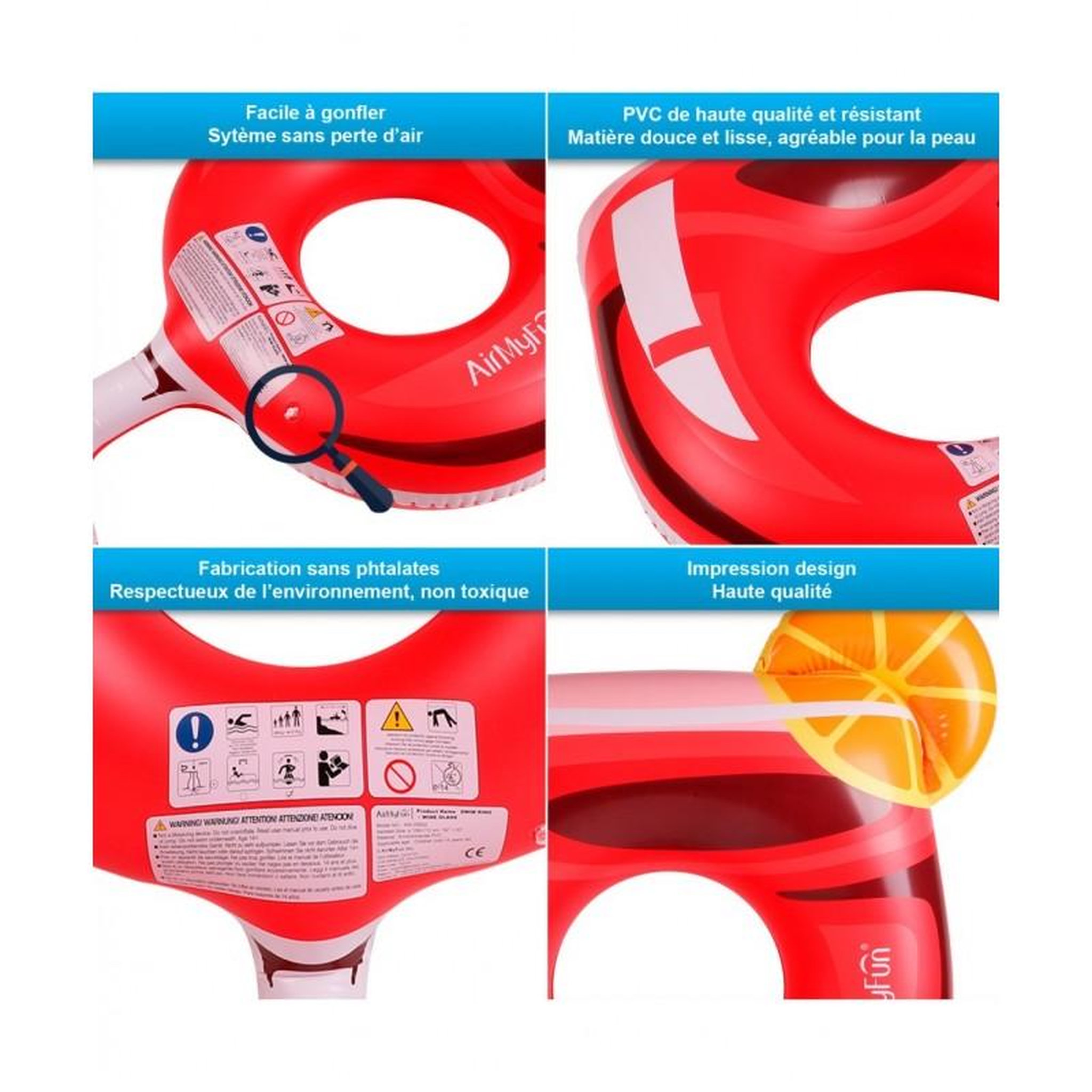 Voir la diapositive 2 : AIRMYFUN Bouée Gonflable XXL et Porte Boisson Gonflable pour Piscine & Plage - Pack Evasion Cocktail passion