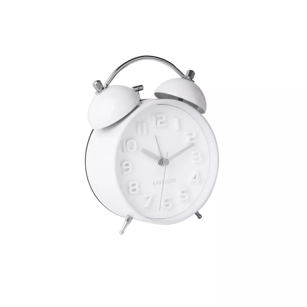Karlsson Horloge réveil rétro Mr. White - Diam. 11 cm - Blanc