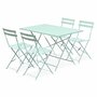SWEEEK Salon de jardin bistrot pliable Emilia rectangulaire , avec quatre chaises pliantes, acier thermolaqué