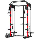 HOMCOM Station de musculation - power rack 900kg double poulie réglable 19 niveaux - acier - 168x128x215cm -noir