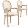 Voir la diapositive 1 : Paris Prix Lot de 2 Chaises Médaillon Tissu  Versailles  95cm Beige