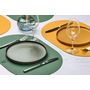 Voir la diapositive 2 : BJORN Set de table ovale réversible - 6 pièces - Cuir recyclé jaune moutarde et vert sapin