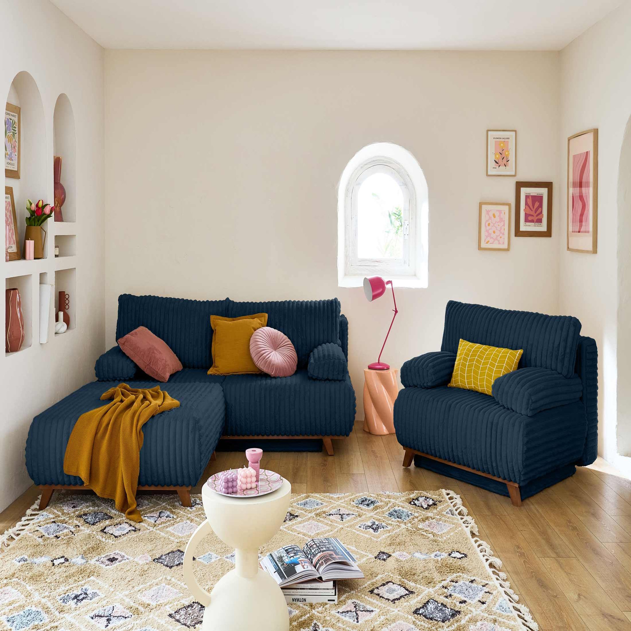 Voir la diapositive 6 : BEST MOBILIER Cristal - pouf modulable - 95 cm - en fausse fourrure côtelée