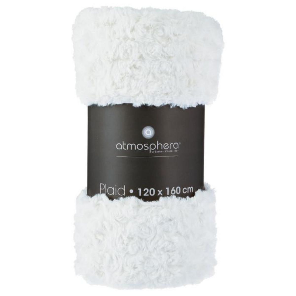ATMOSPHERA Plaid Imitation Fourrure  Bouclée  120x160cm Écru