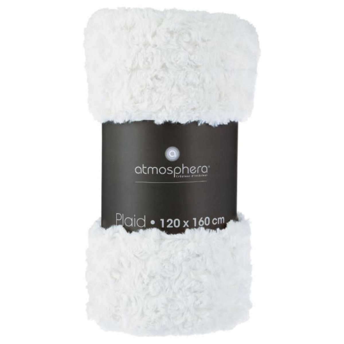 ATMOSPHERA Plaid Imitation Fourrure  Bouclée  120x160cm Écru