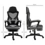Voir la diapositive 3 : HOMCOM Fauteuil gaming chaise gamer dossier et hauteur réglable roulettes pivotantes repose-pied tissu maille gris noir