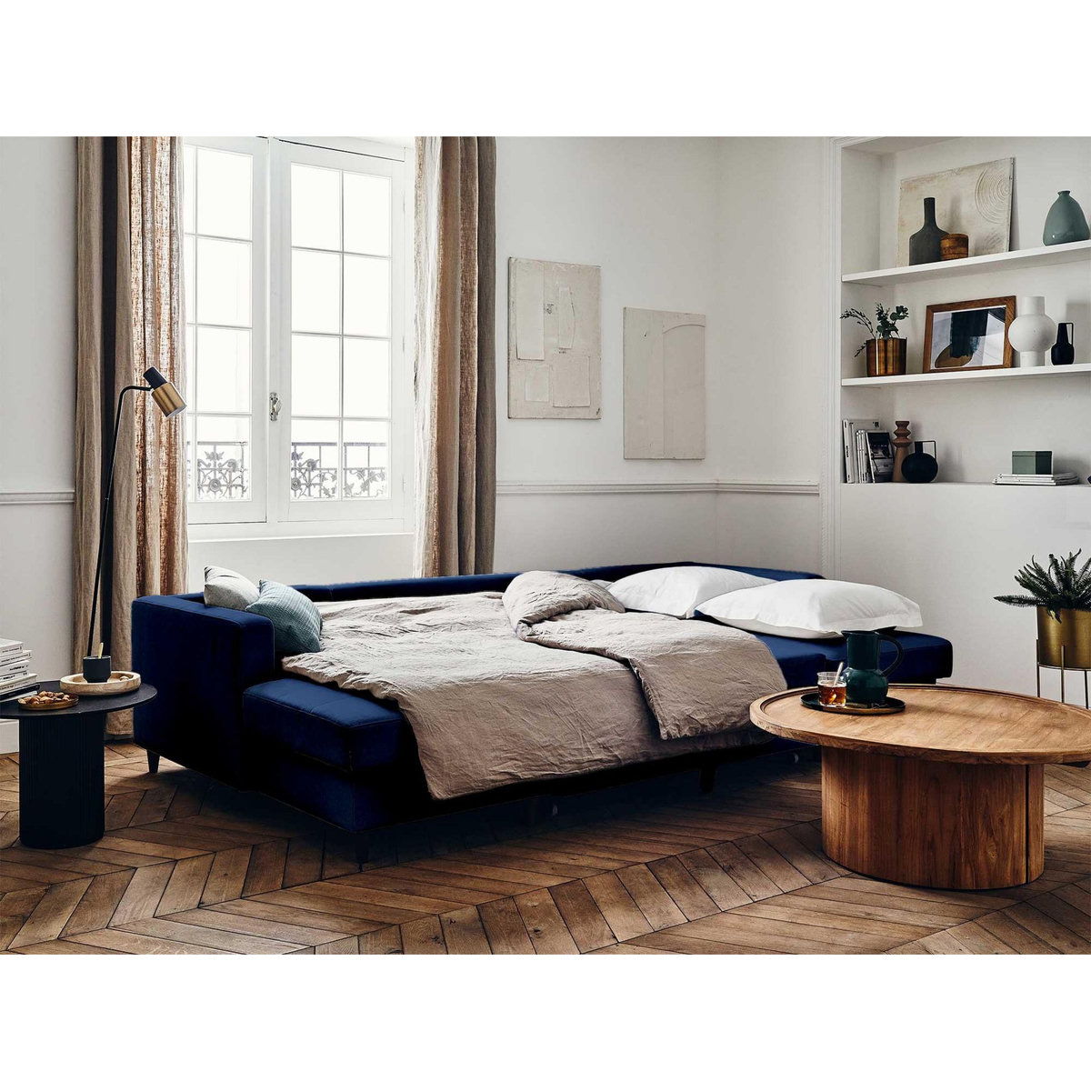 LISA DESIGN Anna - canapé panoramique en u - 7 places - convertible avec coffre - en velours