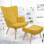 Voir la diapositive 2 : ID MARKET Fauteuil scandinave IVAR avec repose pieds jaune