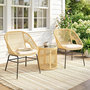 Voir la diapositive 6 : OUTSUNNY Salon de jardin style Acapulco 2 places 3 pièces acier coussin résine filaire beige