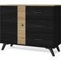 Voir la diapositive 6 : HOMIFAB Buffet 1 porte 3 tiroirs effet bois noir et bois naturel 92 cm - Zack