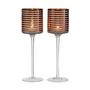 Voir la diapositive 2 : Paris Prix Lot de 2 Photophores sur Pied  Verre Rayé  30cm Marron