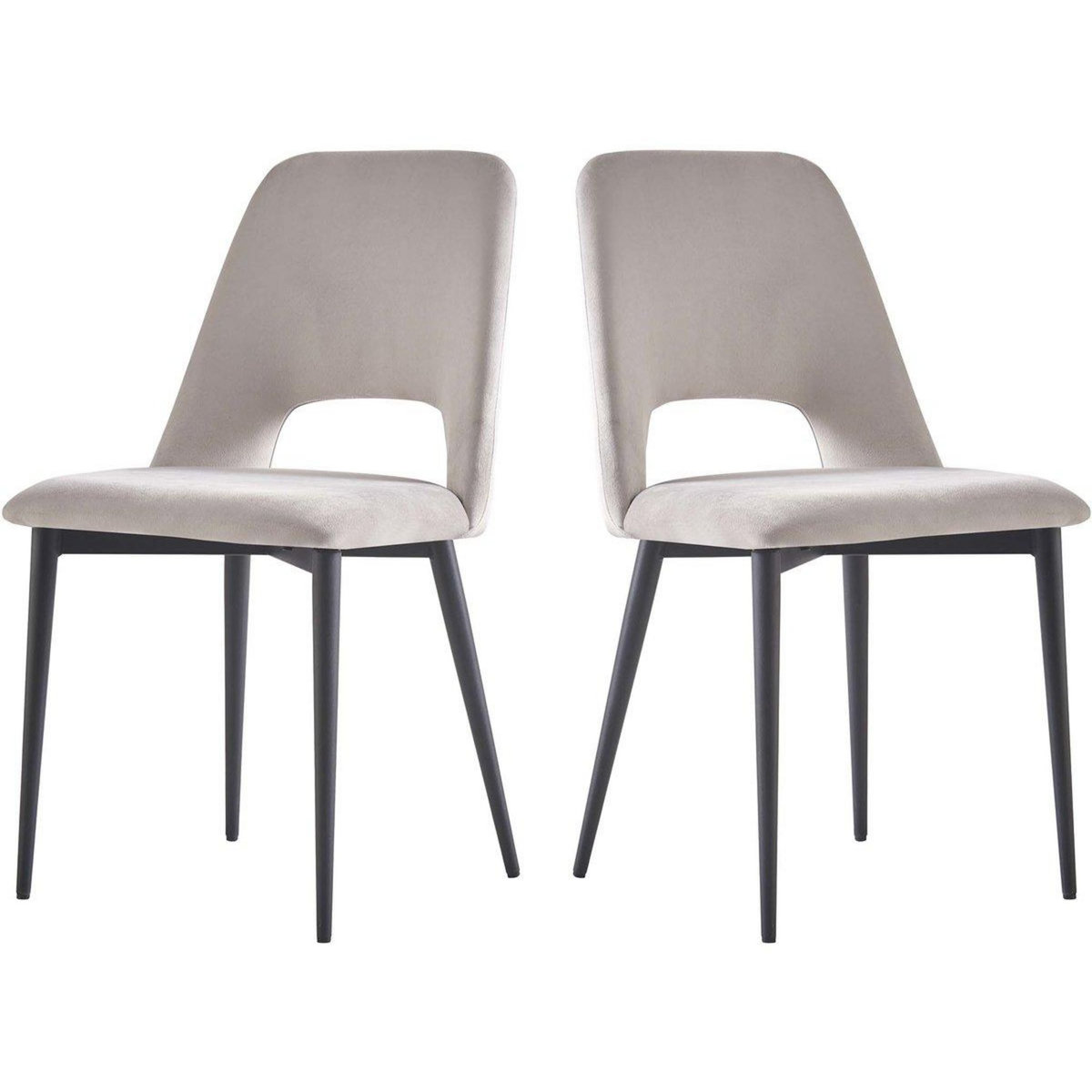 Habitat et Jardin Lot de 2 chaises en velours  Fedora  - Gris clair