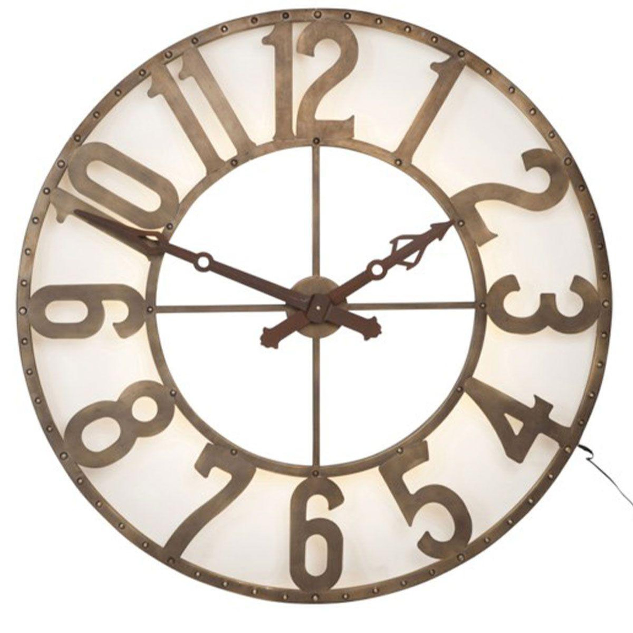 Voir la diapositive 2 : J-LINE Horloge murale à led  romains  105cm marron