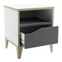 Voir la diapositive 4 : Demeyere Table de chevet 1 tiroir - GENIUS - Blanc et Gris - 36,8 x 43,8 x 33 cm - DEMEYERE