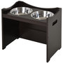 Voir la diapositive 1 : PAWHUT Gamelle double chien chat porte-gamelles surélevé dim. 54L x 31l x 47H cm 2 gamelles acier inox. incluses MDF brun foncé