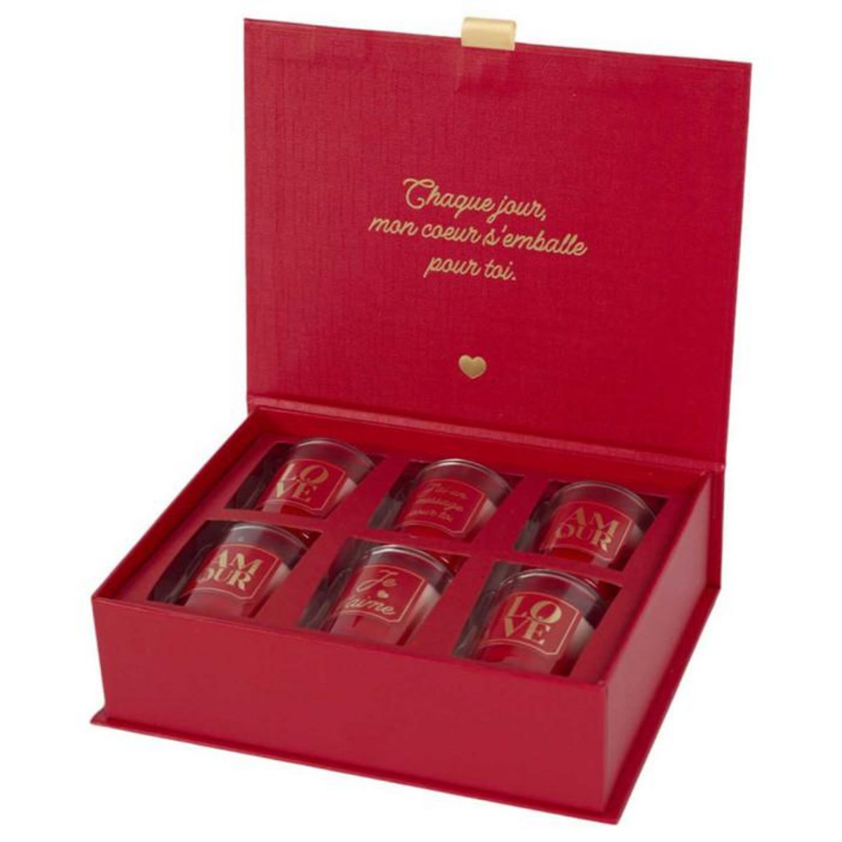Paris Prix Coffret 6 Bougies Parfumées  Amour  30g Rouge