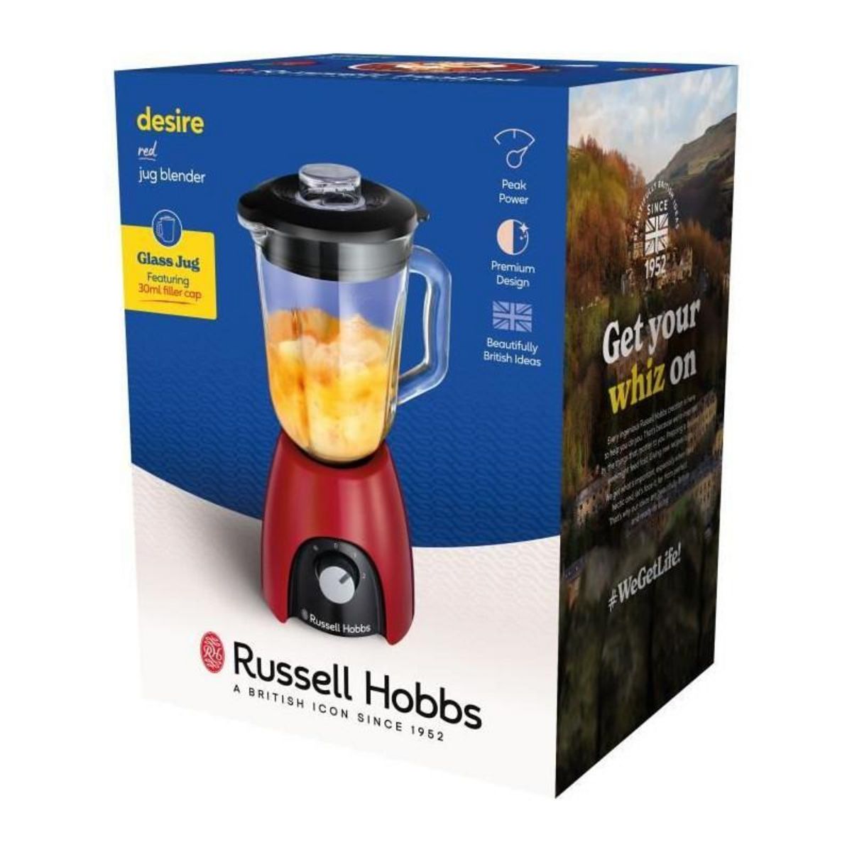 Russell Hobbs Blender - RUSSEL HOBBS - Desire Red - 650 W - 2 vitesses + Pulse - Rouge