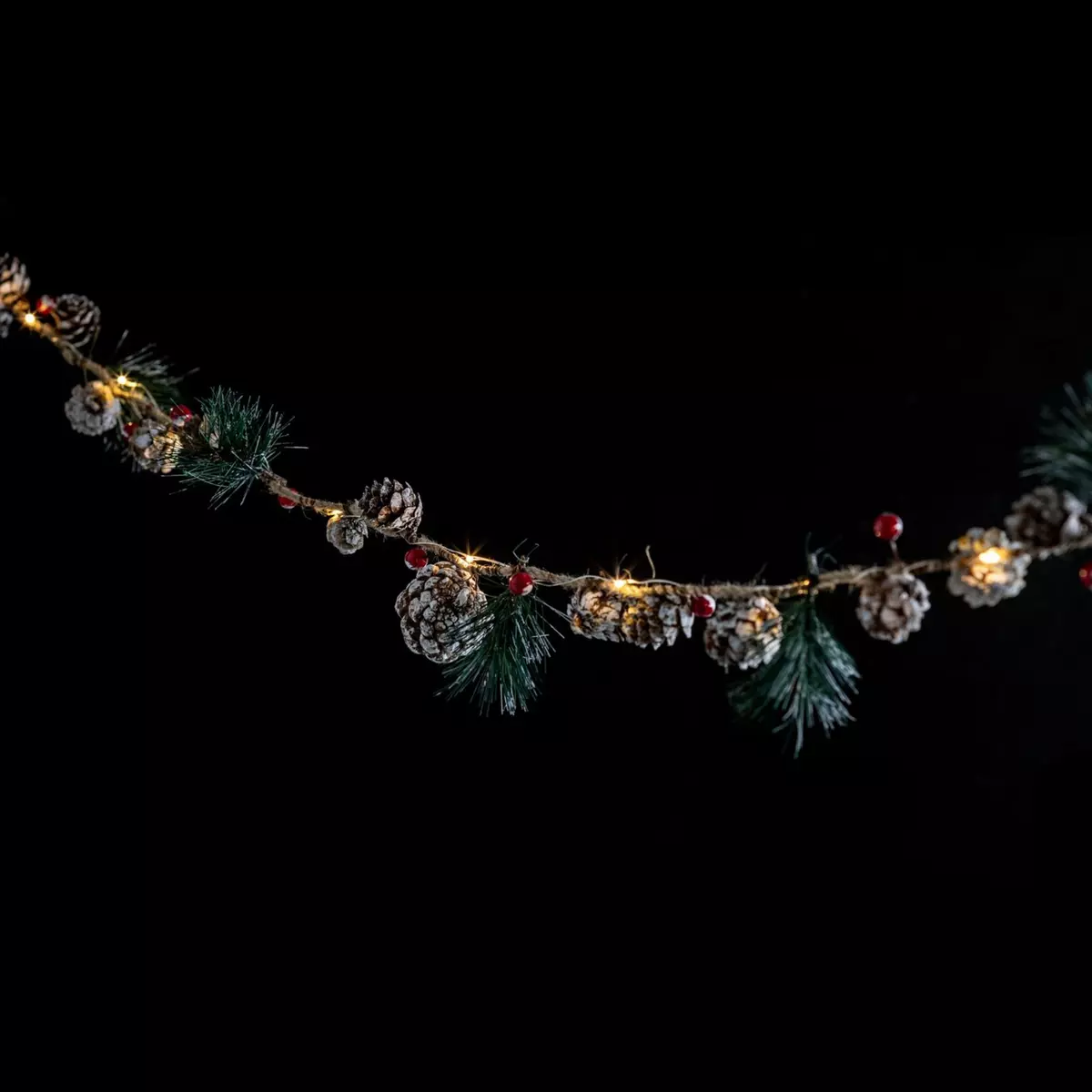  Guirlande de Noël intérieure à LED en bois Natural - L. 108 cm - Marron