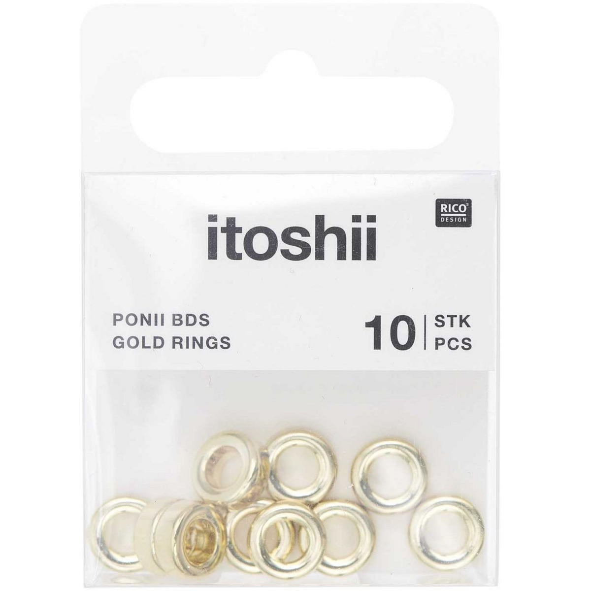 RICO DESIGN Itoshii pack de 10 perles ponii anneau dore