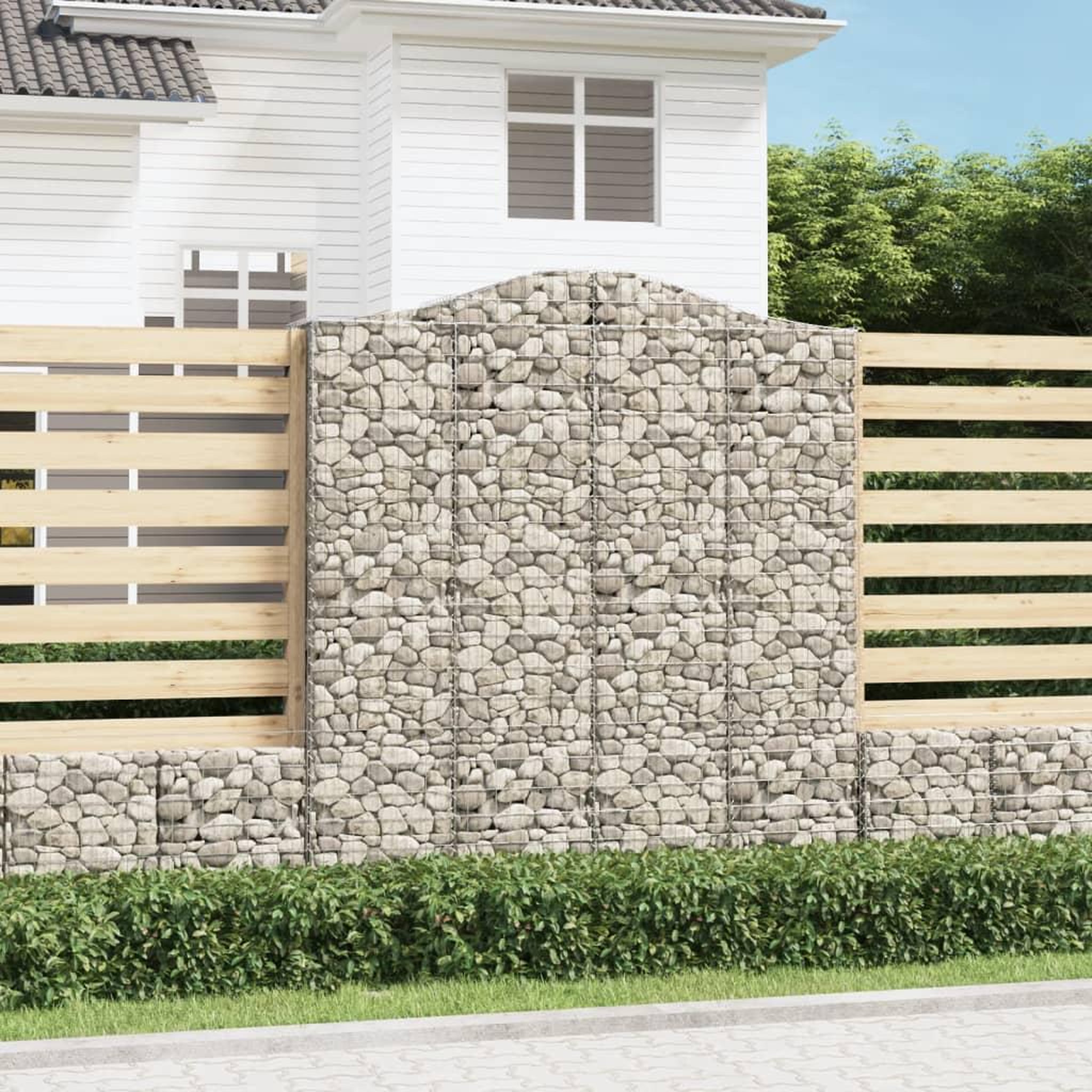 VIDAXL Paniers a gabions arques 3 pcs 200x30x220/240 cm fer galvanise