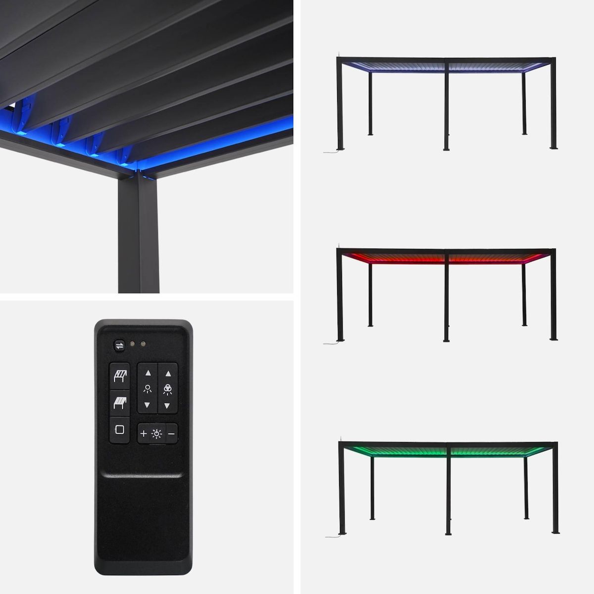 SWEEEK Pergola bioclimatique aluminium motorisée 6x3m avec éclairage LED Triomphe