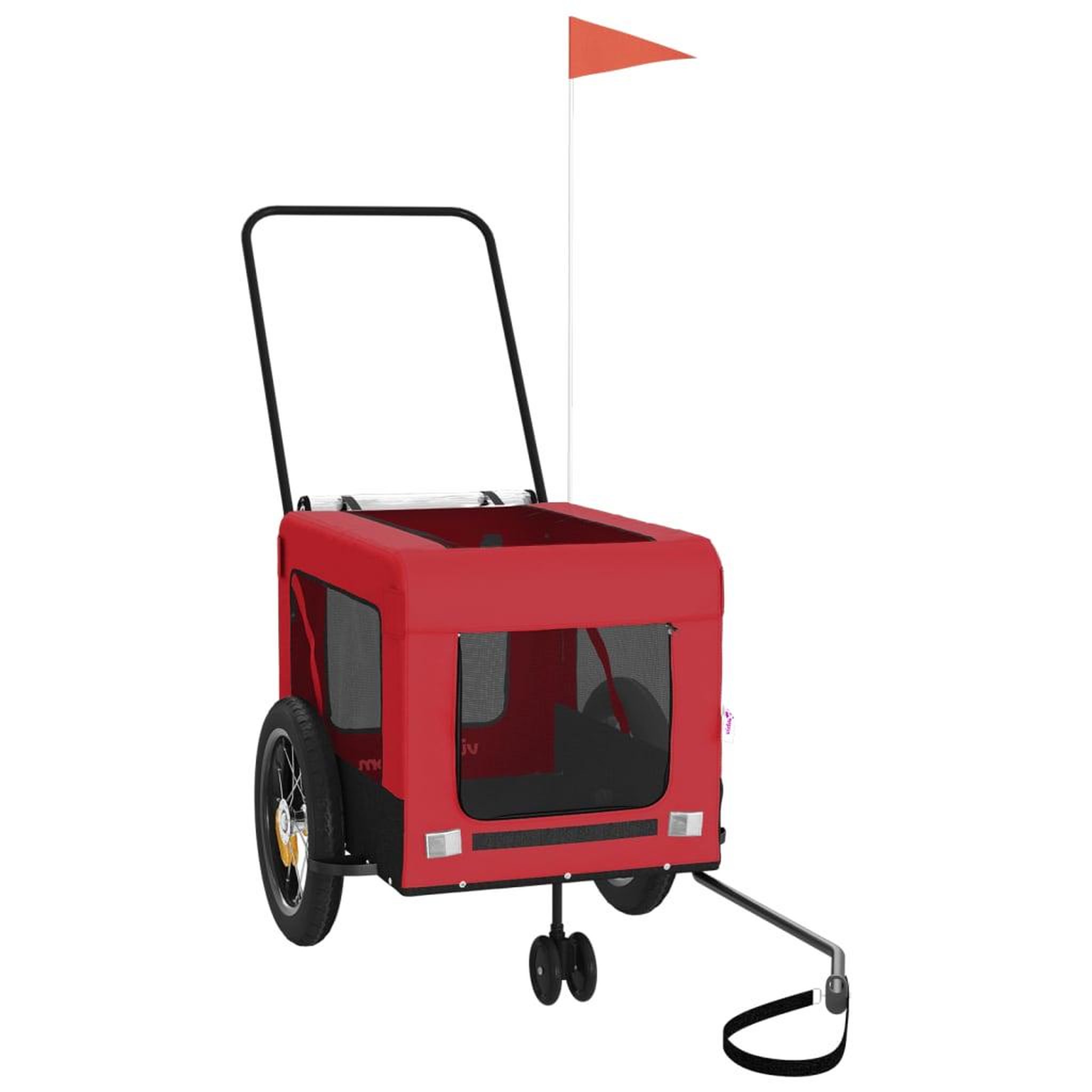 Voir la diapositive 4 : VIDAXL Remorque de velo pour animaux de compagnie rouge et noir