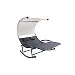 CONCEPT USINE Transat double à bascule avec auvent noir et écru ESSAOUIRA