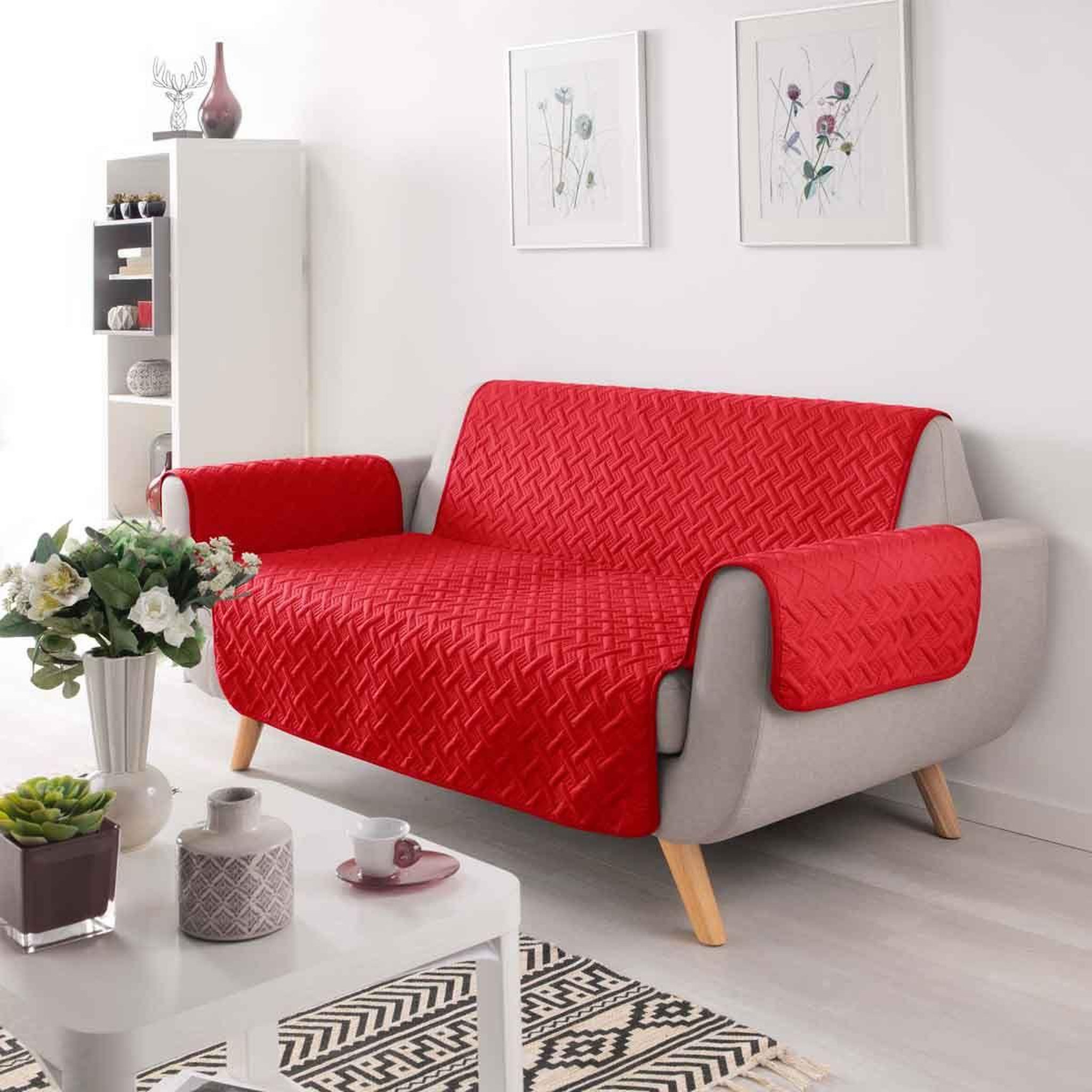 Voir la diapositive 3 : Douceur d'Intérieur Protège canapé  lounge  179x223cm rouge