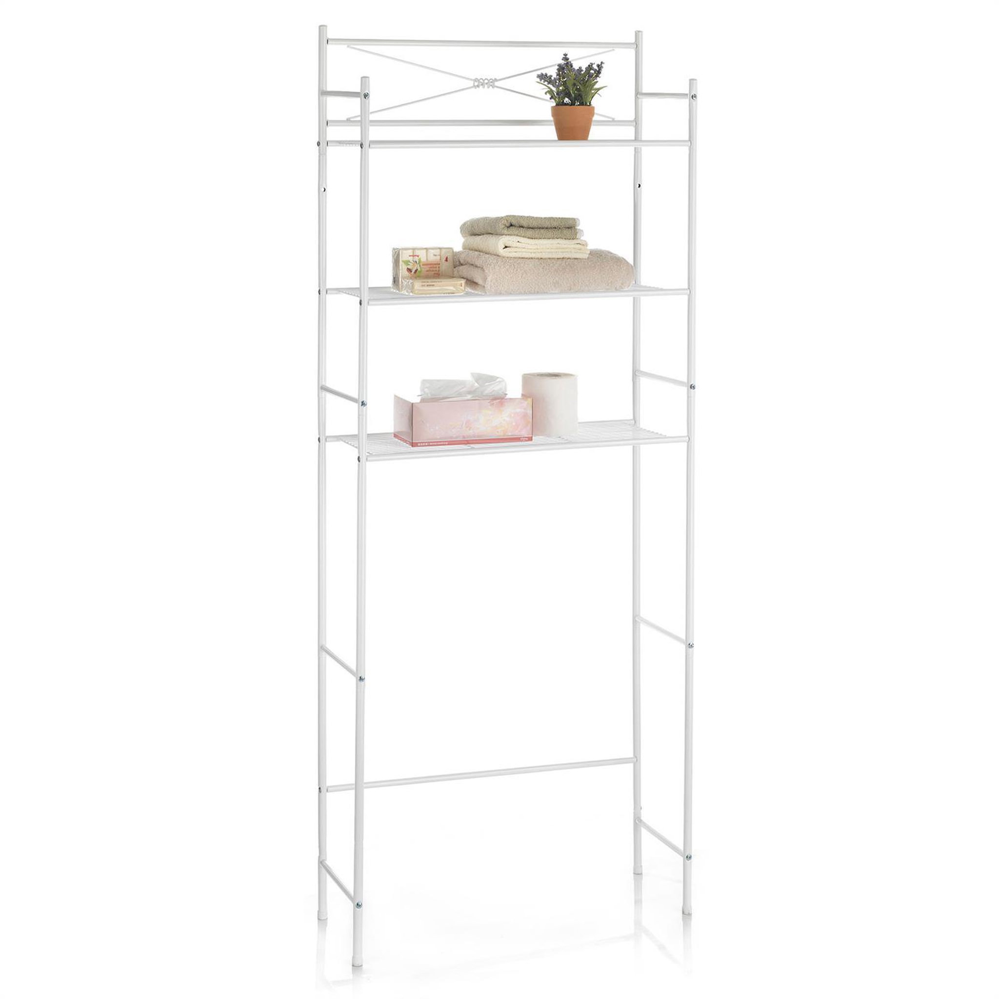 Voir la diapositive 3 : IDIMEX Etagère de salle de bain marsa, rangement pour wc/lave-linge, en métal