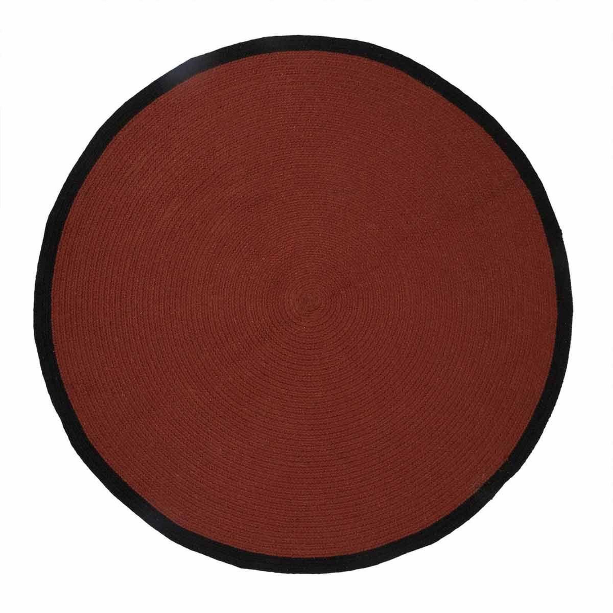 The Home Deco Factory Tapis rond en coton  bord  120cm terracotta & noir
