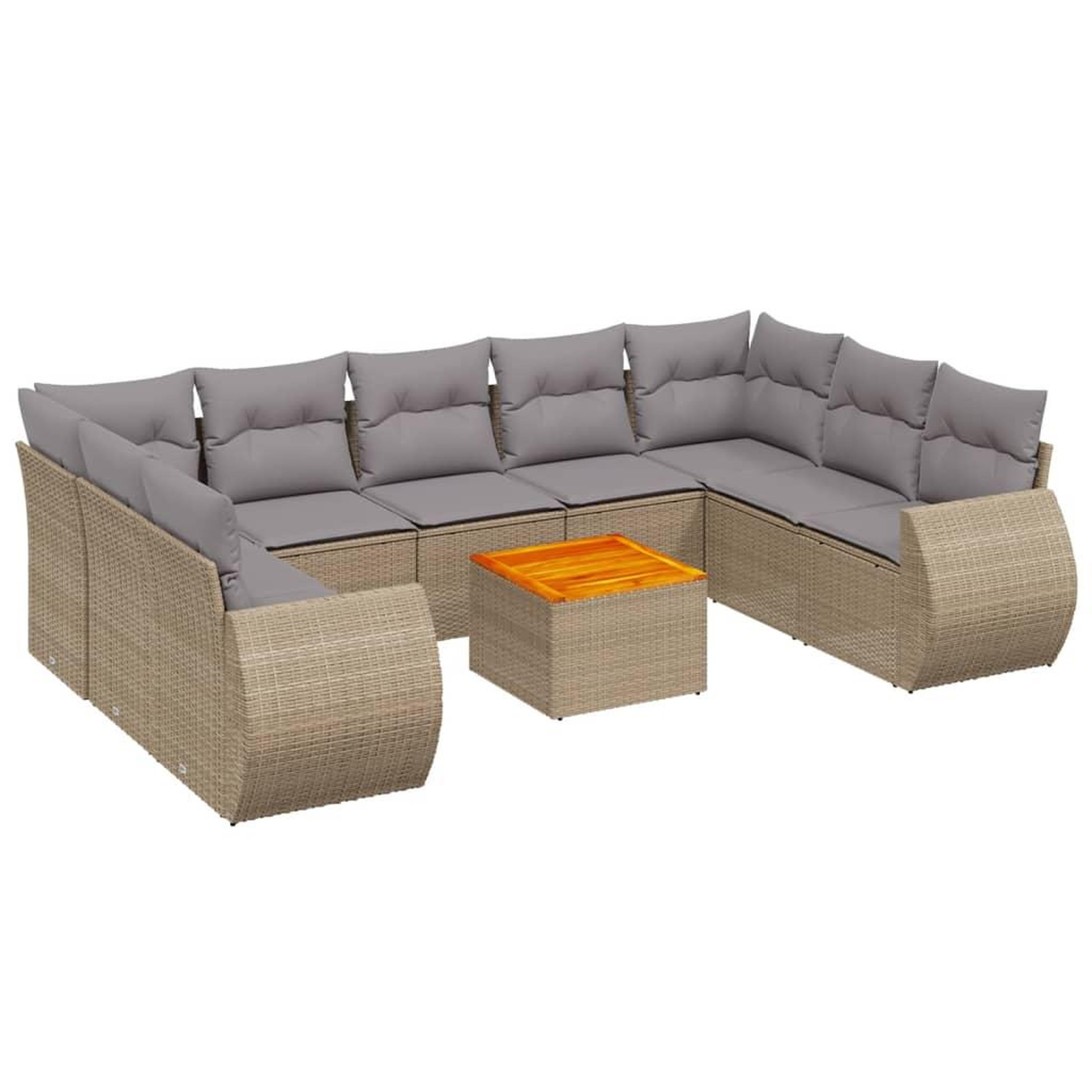 Voir la diapositive 2 : VIDAXL Salon de jardin avec coussins 10 pcs beige resine tressee