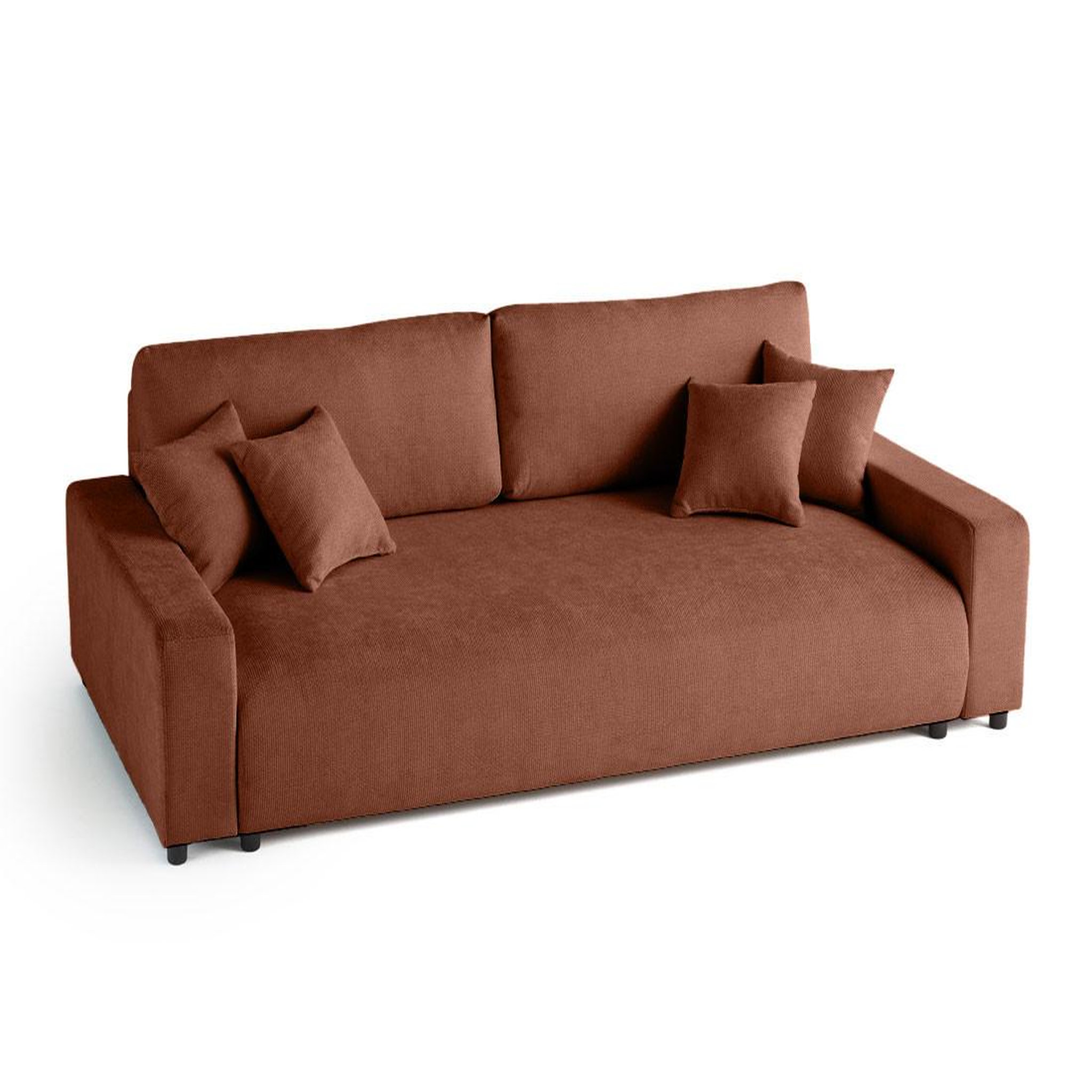 Voir la diapositive 5 : BEST MOBILIER Pivoine - canapé droit 3 places - convertible avec coffre - en velours texturé