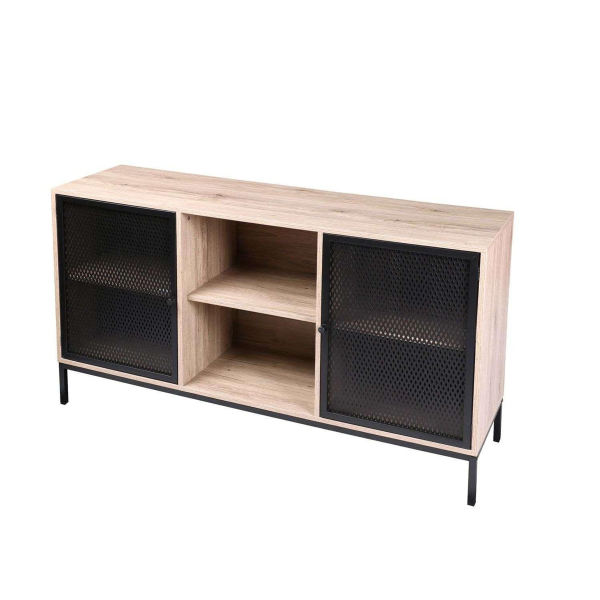 DIVERS Buffet 2 portes Soho en bois et métal - Beige et noir