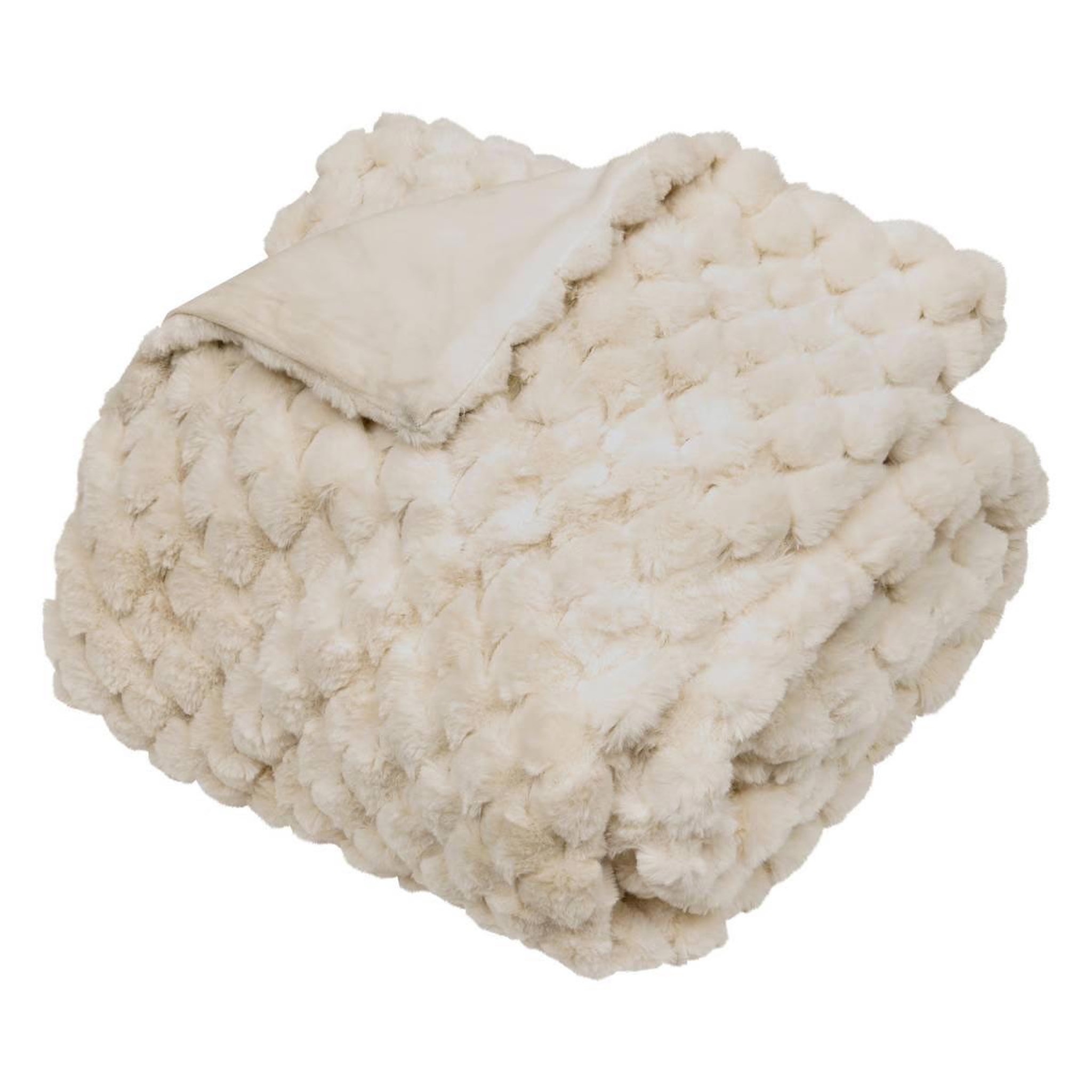 ATMOSPHERA Plaid xl imitation fourrure  adriel  180x230cm beige