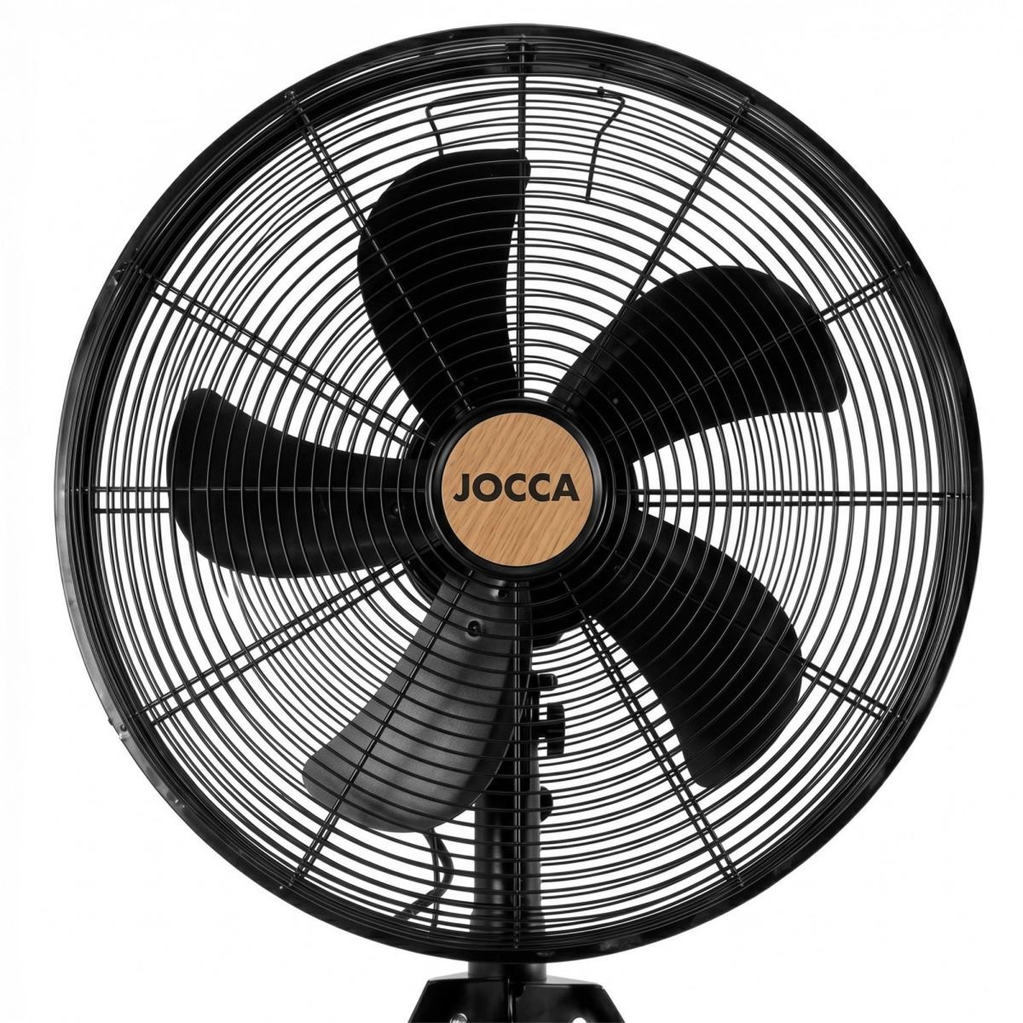 Voir la diapositive 6 : Jocca Ventilateur sur pied 50W Trépied Bois 5 Pales Ø40cm 3 Vitesses Oscillation Inclinaison & Hauteur Réglable 116 à 130 cm Jocca
