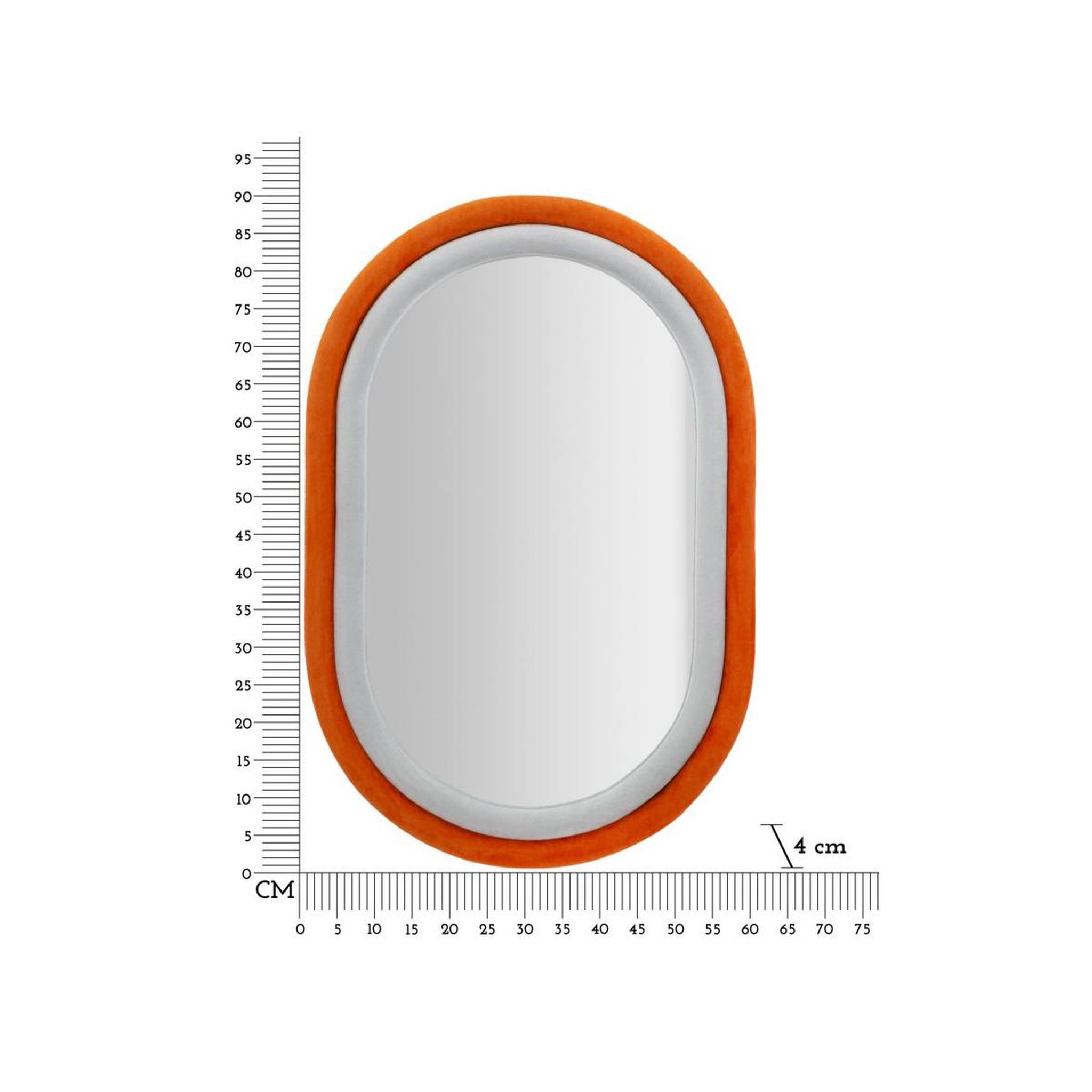 Voir la diapositive 6 : Paris Prix Miroir Mural en Velours  Anthony  90cm Gris & Orange