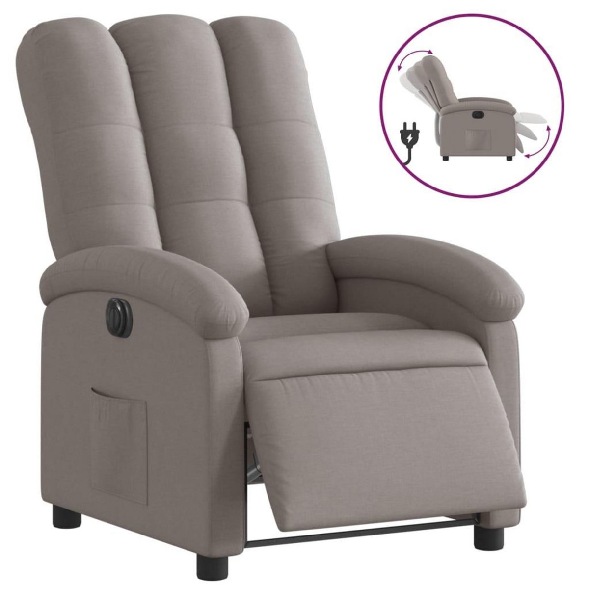 VIDAXL Fauteuil inclinable electrique Taupe Tissu